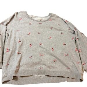 Lucky Brand Gray and Pink Floral Women's Sweater